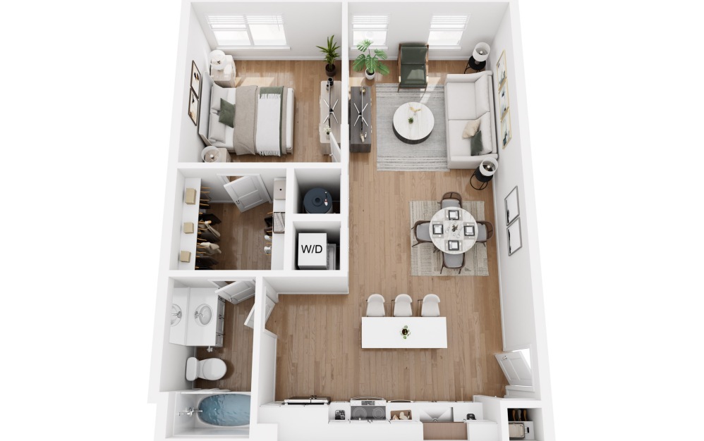 A4 - 1 bedroom floorplan layout with 1 bathroom and 751 square feet